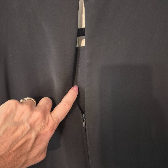 Tahari Black Jumpsuit size 12 - Arthur Levine designer Polyester Pearl Collar - Picture 6 of 7